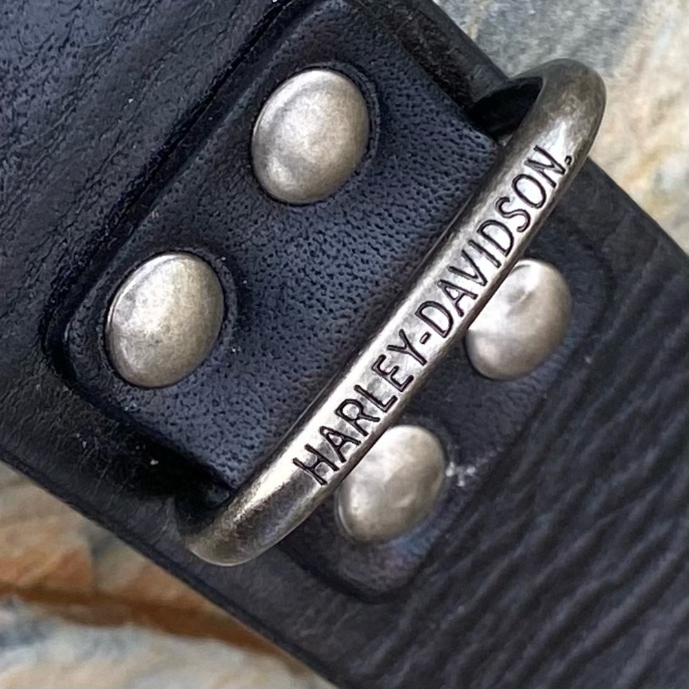 Belt Harley-Davidson Black Leather Belt with Metal Buckle - Picture 3 of 12